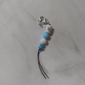 Girl Boss Keychain with Heart Clasp Blue and White Silicone Beads Great Gift